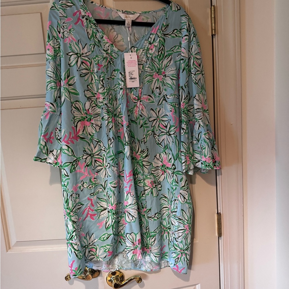 Lilly Pulitzer Danika Tunic Dress in the Sun Of A Bun pattern Size 12 NWT